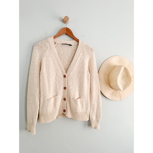 Jenni Kayne | Stanford Cardigan Cotton Linen Blend in Ivory | Sz S - Picture 2 of 11